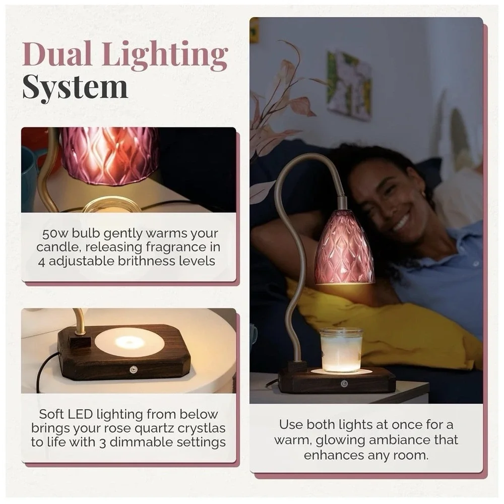 Crystalax Crystal Candle Warmer Lamp with Real Rose‎ Quartz